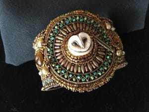 Bead embroidery cuff jewelry_lil hoot owl